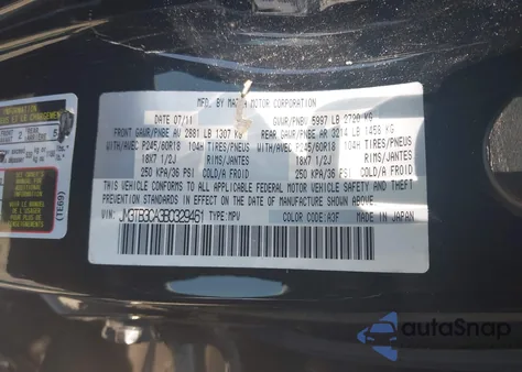 2011 Mazda Cx-9 Touring из США, поврежденный, VIN JM3TB3CA3B0329461